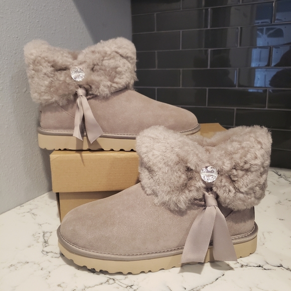 Cinched fur mini ugg Clearance